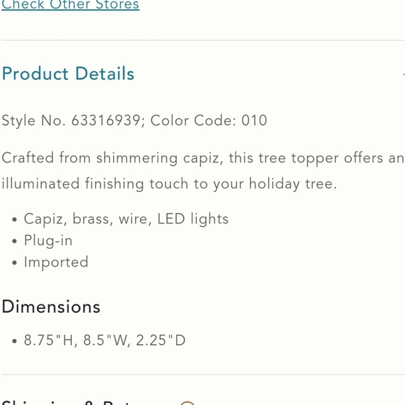 Anthropologie Illuminated Capiz Star Tree Topper - Picture 4 of 7